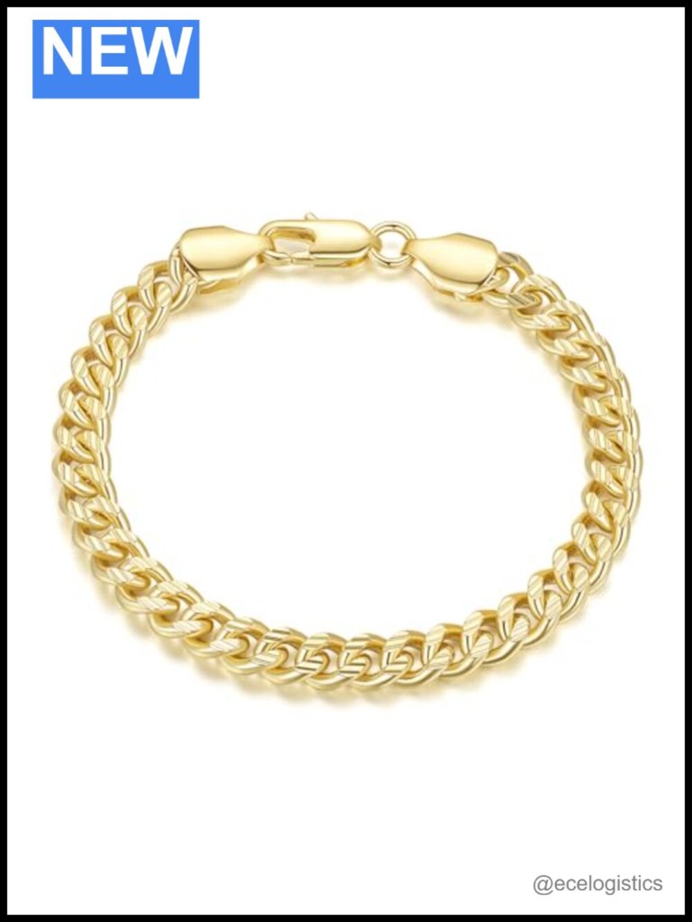 14k Gold Cuban Link Chain Bracelet 6.5mm Lobster Claw Unisex Jewelry